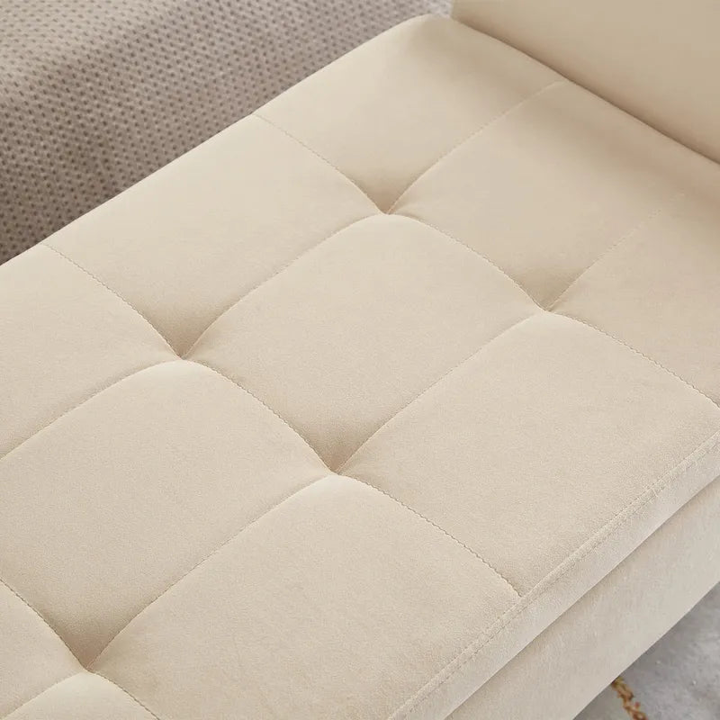 Panca contenitore per il letto con braccioli curvi e gambe in legno massello