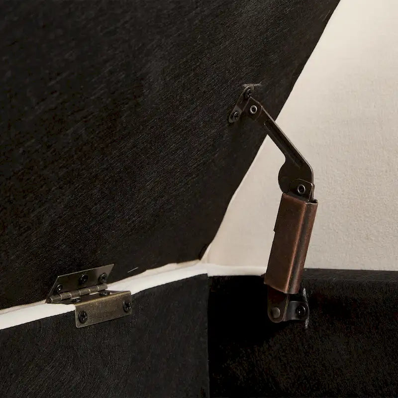 Panca contenitore per il letto con braccioli curvi e gambe in legno massello