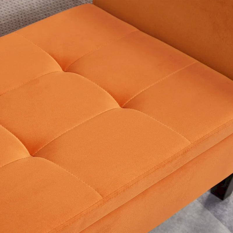 Panca contenitore per il letto con braccioli curvi e gambe in legno massello