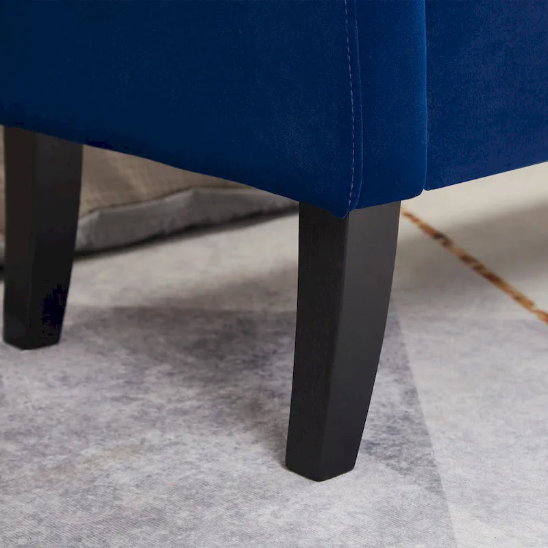 Panca contenitore per il letto con braccioli curvi e gambe in legno massello