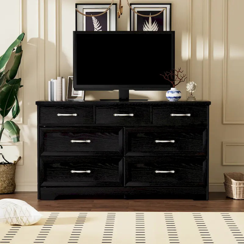 Modern 3 Drawer Chest of Drawers with 7 Drawers Dresser, Clothes Organizer -Metal Pulls