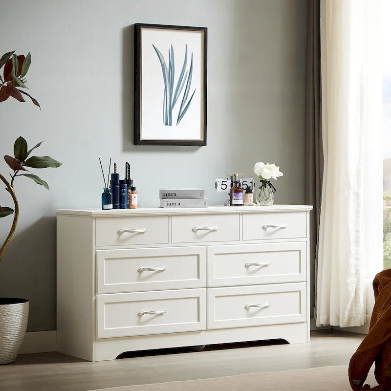Modern 3 Drawer Chest of Drawers with 7 Drawers Dresser, Clothes Organizer -Metal Pulls