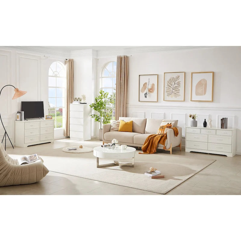 Modern 3 Drawer Chest of Drawers with 7 Drawers Dresser, Clothes Organizer -Metal Pulls