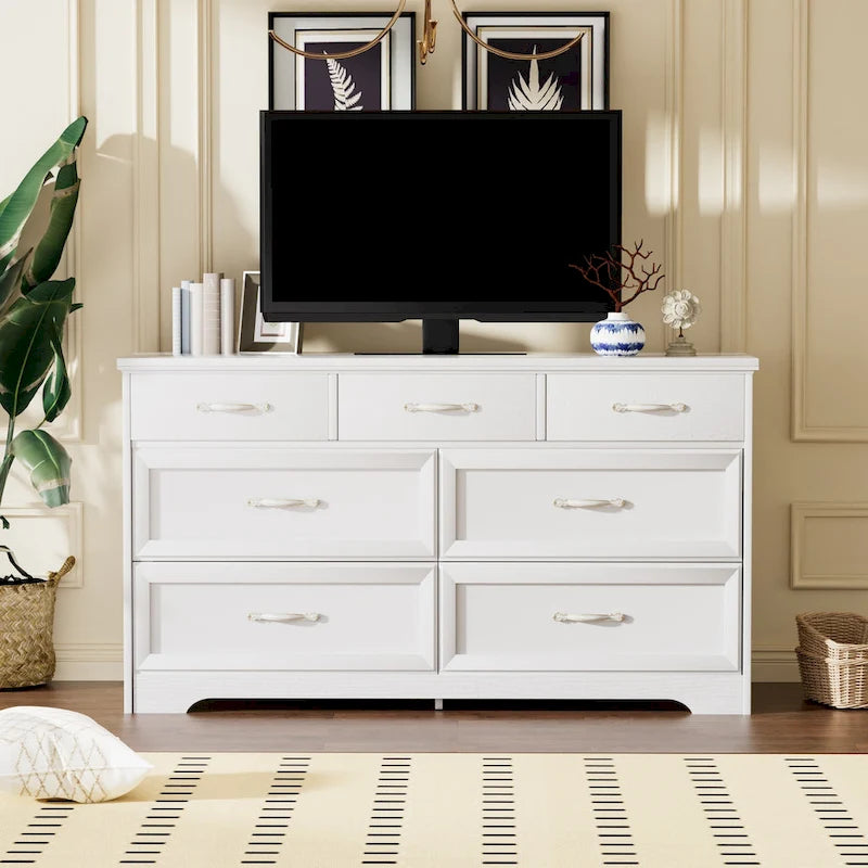 Modern 3 Drawer Chest of Drawers with 7 Drawers Dresser, Clothes Organizer -Metal Pulls