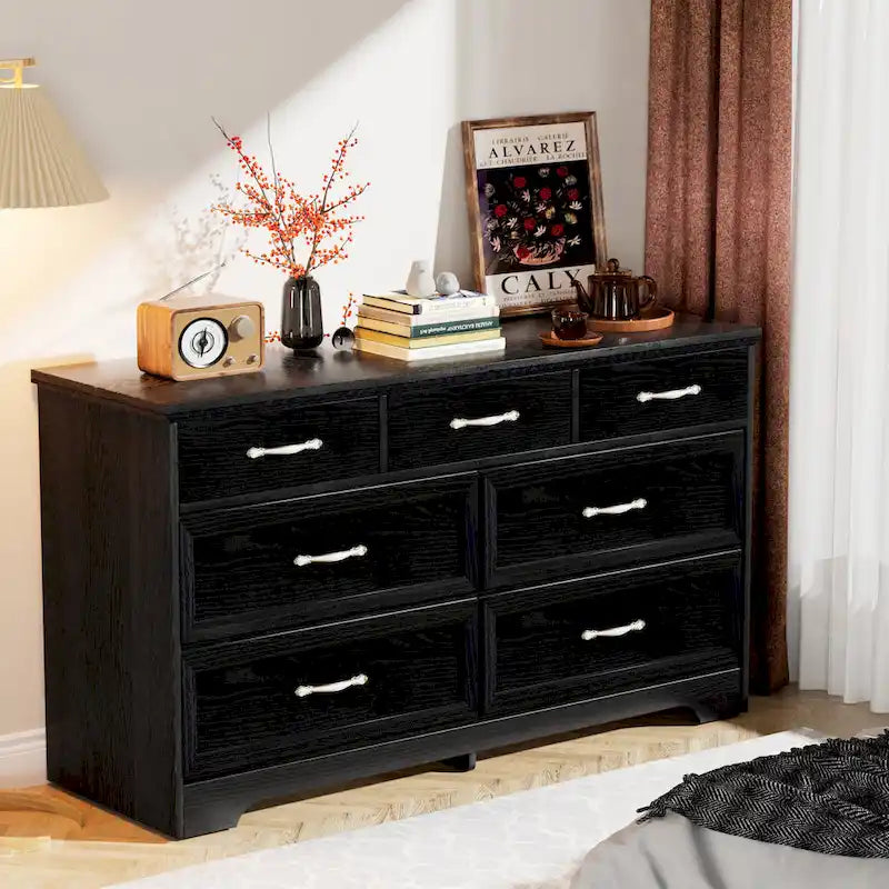 Modern 3 Drawer Chest of Drawers with 7 Drawers Dresser, Clothes Organizer -Metal Pulls