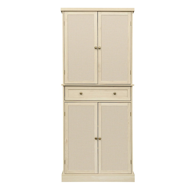 4 Door Cabinet with 1 Drawer, with 4 Adjustable Inner Shelves, Storage Cabinet