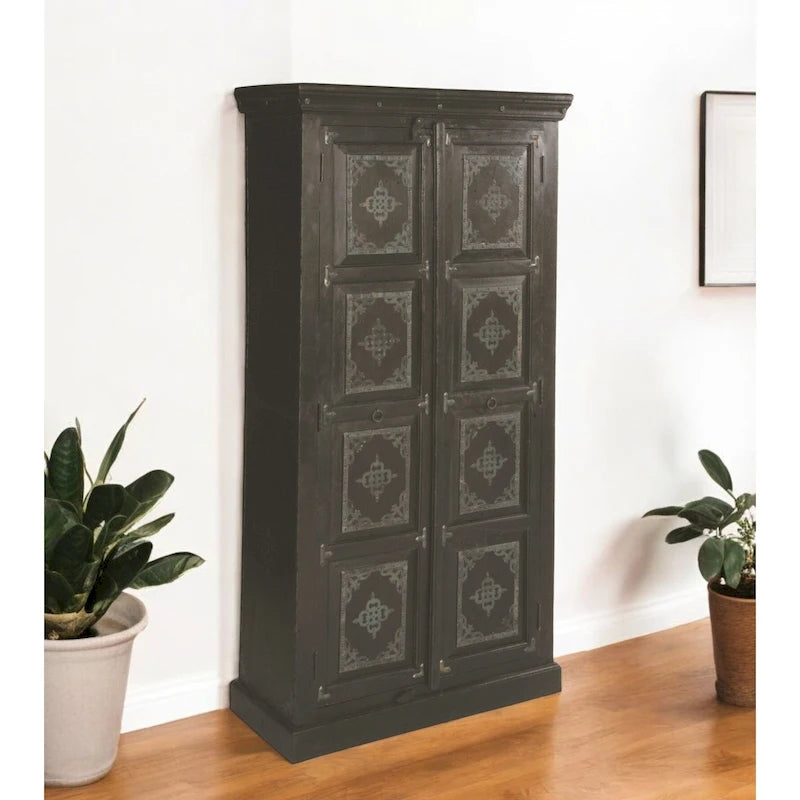 Dispensa o armadio contenitore in legno massello marrone scuro da 72 - 36' X '72' X '16