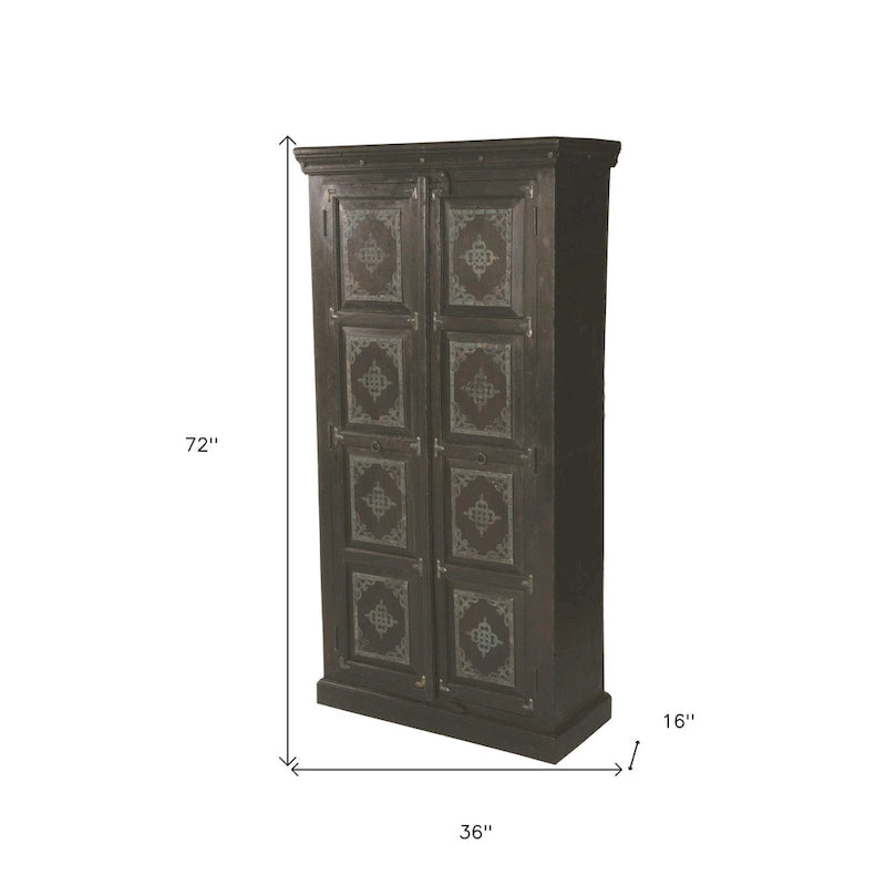 72 Dark Brown Solid Wood Pantry Or Storage Closet - 36' X '72' X '16