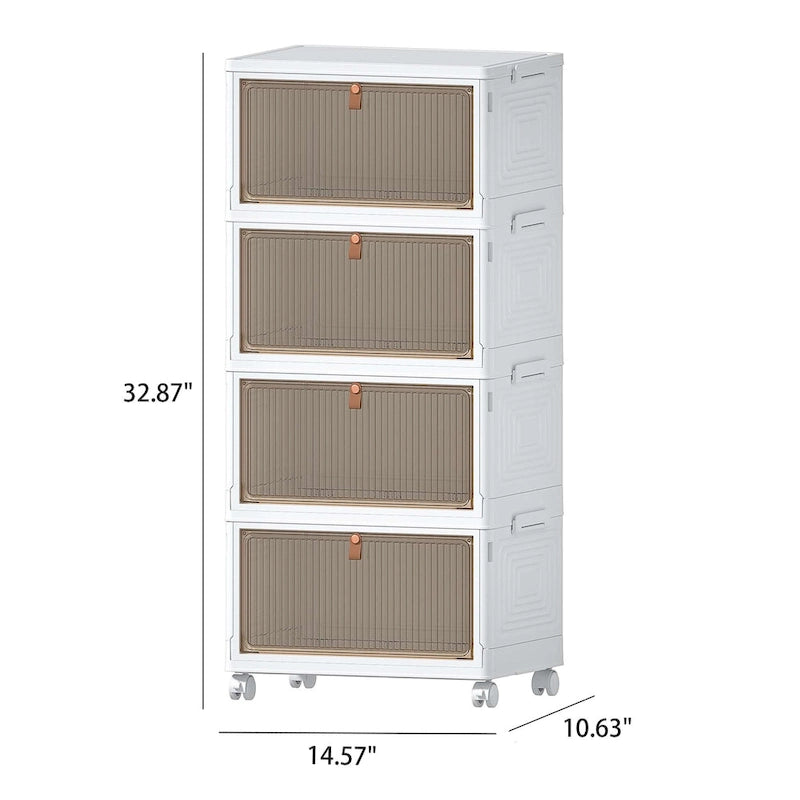 Mobile contenitore da bagno a 4 ripiani, contenitori con coperchio impilabili e organizer pieghevoli