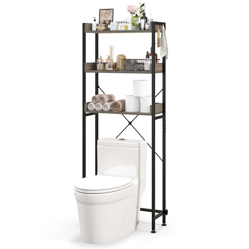 Scaffale da bagno a 3 ripiani da posizionare sopra il WC, struttura in metallo salvaspazio