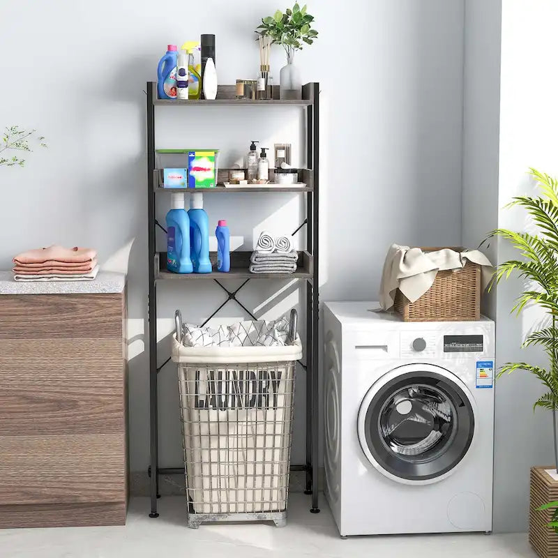 Scaffale da bagno a 3 ripiani da posizionare sopra il WC, struttura in metallo salvaspazio
