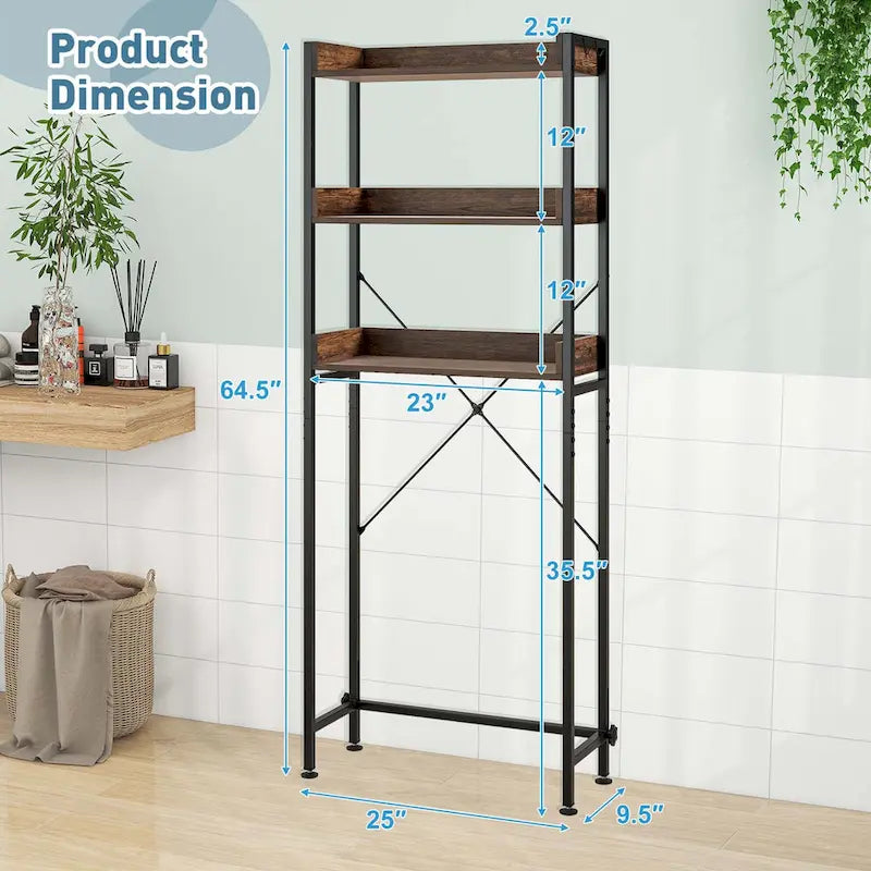 Scaffale da bagno a 3 ripiani da posizionare sopra il WC, struttura in metallo salvaspazio