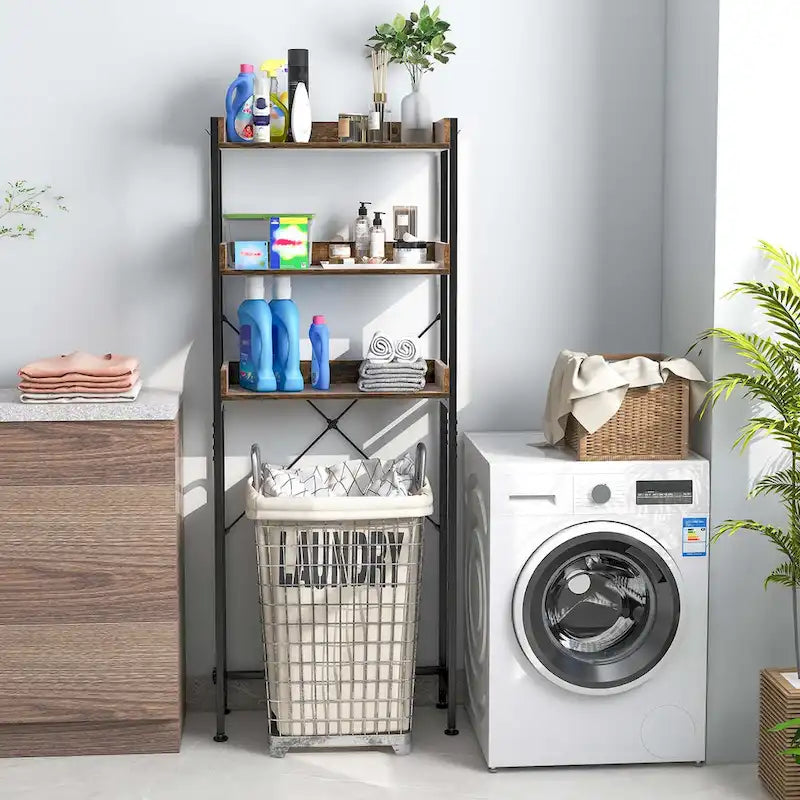 Scaffale da bagno a 3 ripiani da posizionare sopra il WC, struttura in metallo salvaspazio