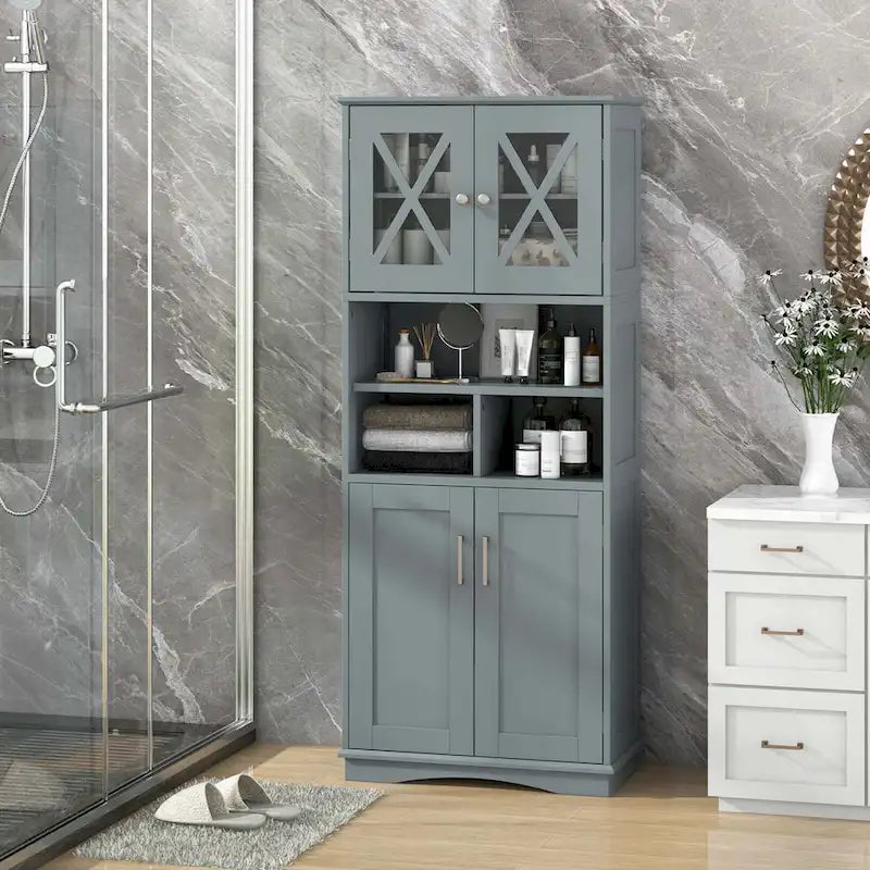 Mobile alto da bagno con ampio spazio contenitivo e pannelli in acrilico