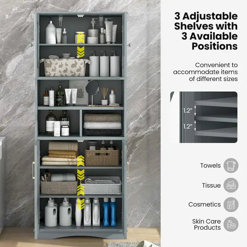 Mobile alto da bagno con ampio spazio contenitivo e pannelli in acrilico