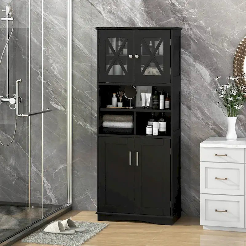 Mobile alto da bagno con ampio spazio contenitivo e pannelli in acrilico