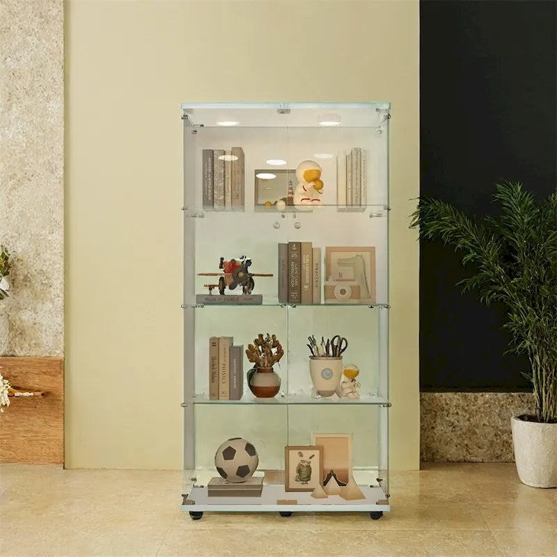 Vetrinetta in vetro temperato, mobile contenitore, schedario