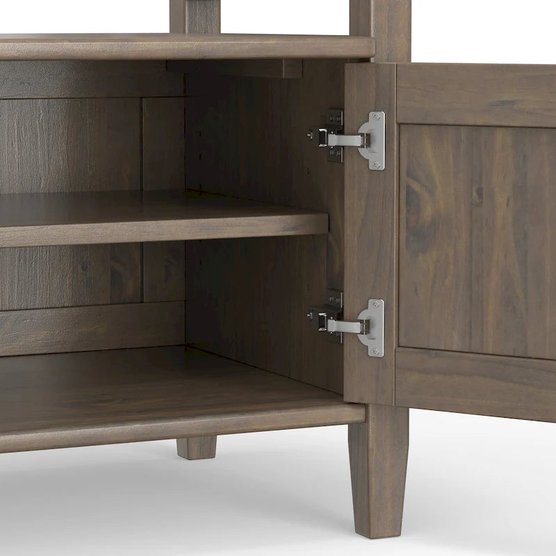 ŁAWKA DO PRZECHOWYWANIA Z LITEGO DREWNA, szerokość 44 cale, do przedpokoju, w stylu przejściowym, w kolorze przydymionego brązu - 18 d x 44 w x 19.8 h
