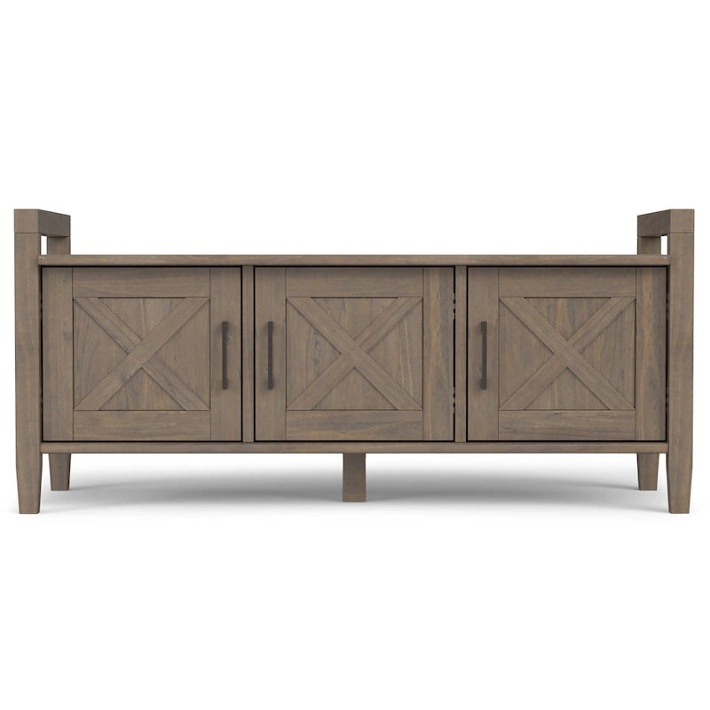 SOLID WOOD 44 inch Wide Transitional Entryway Storage Bench in Smoky Brown - 18 d x 44 w x 19.8 h