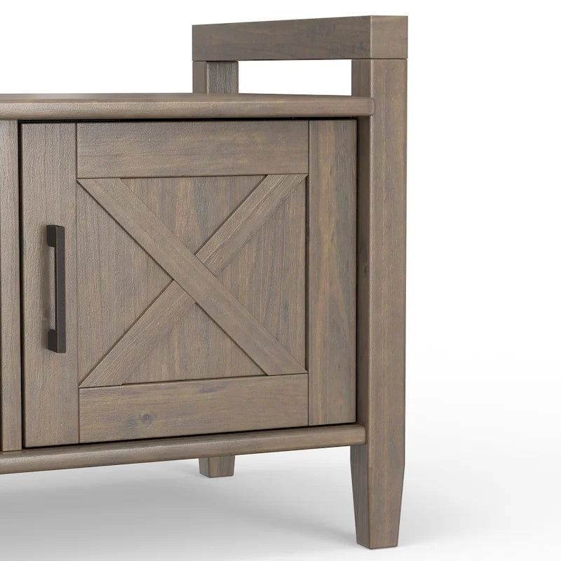 SOLID WOOD 44 inch Wide Transitional Entryway Storage Bench in Smoky Brown - 18 d x 44 w x 19.8 h