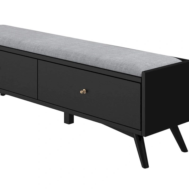 Scandinavian Style Wood Bench in Black