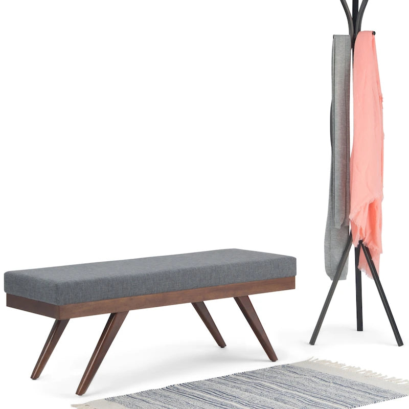 Panca ottomana rettangolare Mid-Century Modern larga 48 pollici