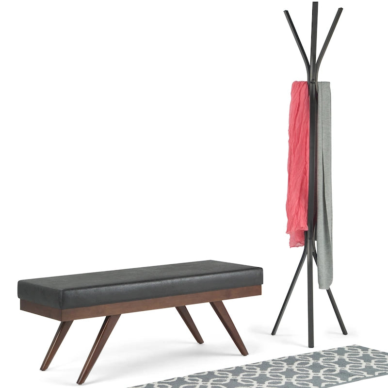 Prostokątna ławka tapicerowana w stylu mid-century modern o szerokości 48 cali