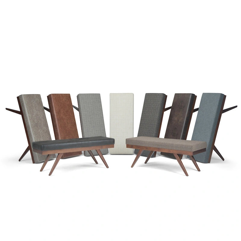 Panca ottomana rettangolare Mid-Century Modern larga 48 pollici