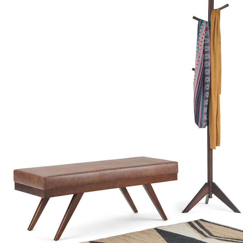 Panca ottomana rettangolare Mid-Century Modern larga 48 pollici