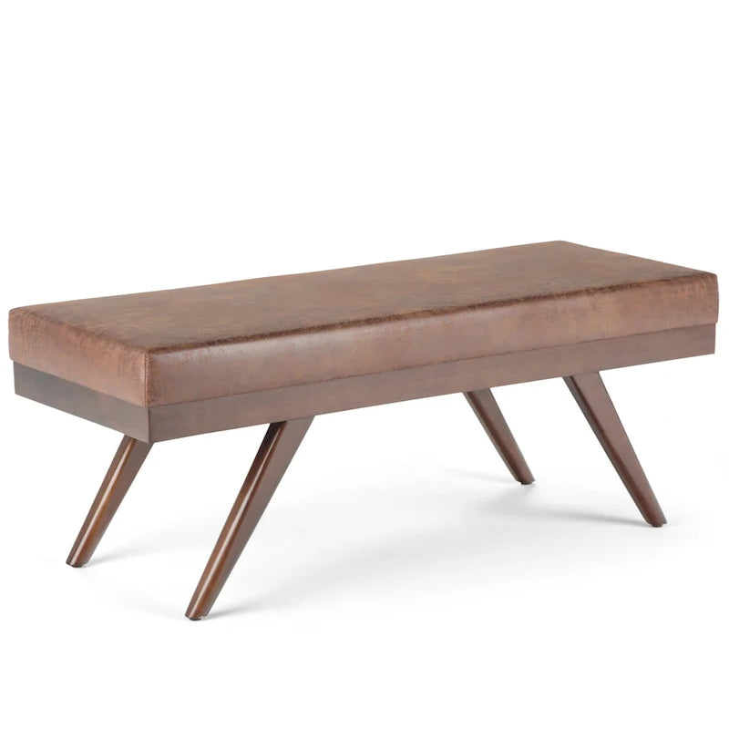 Panca ottomana rettangolare Mid-Century Modern larga 48 pollici