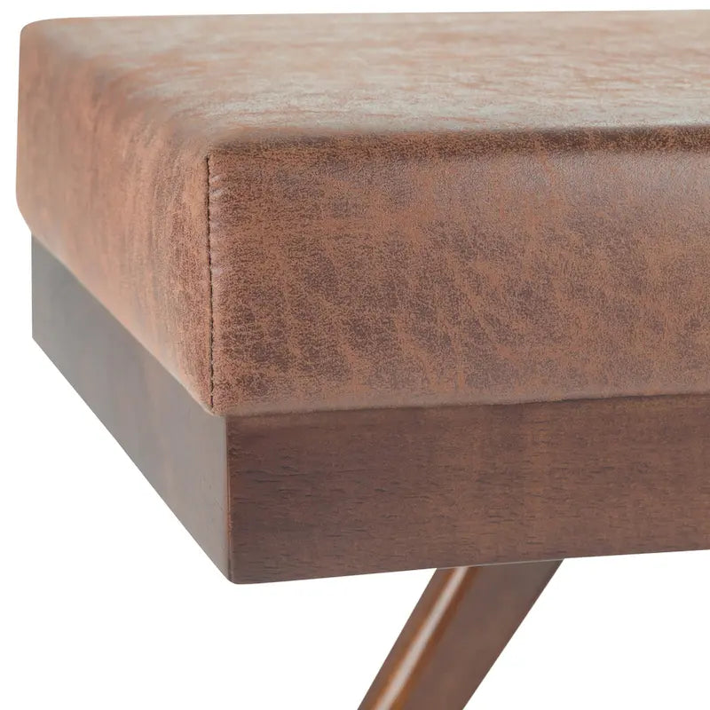 Panca ottomana rettangolare Mid-Century Modern larga 48 pollici