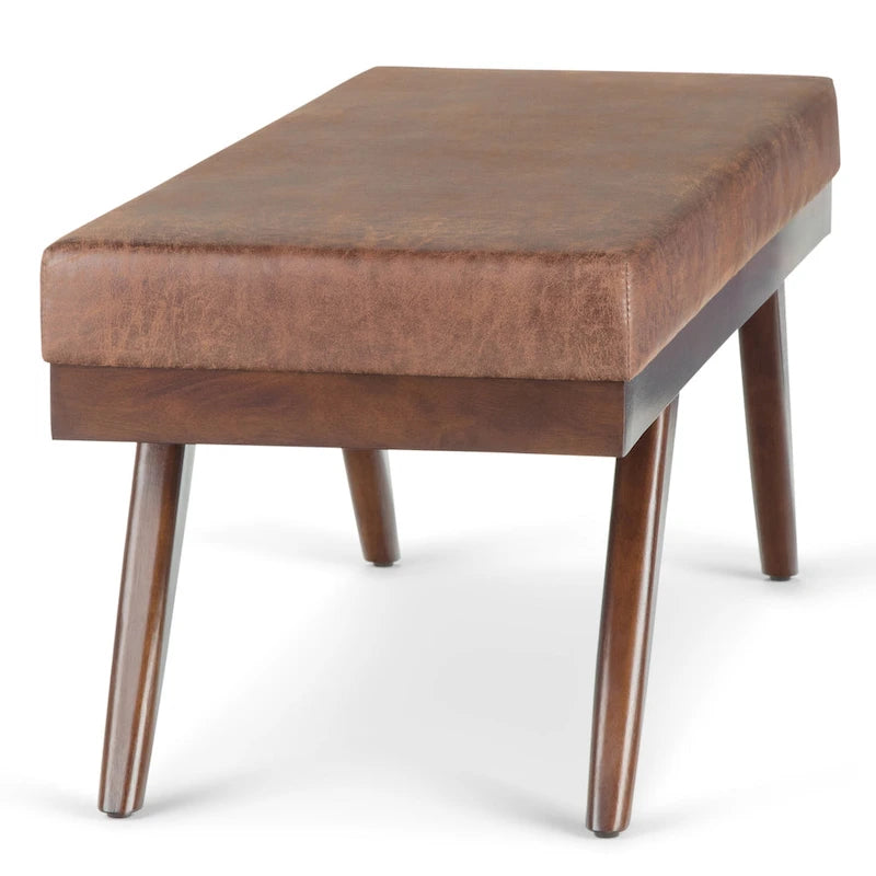 Panca ottomana rettangolare Mid-Century Modern larga 48 pollici