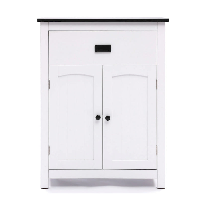 Mobiletto bianco e nero in legno per biancheria da bagno - 31.9 H x 23.6 W x 11.8 D