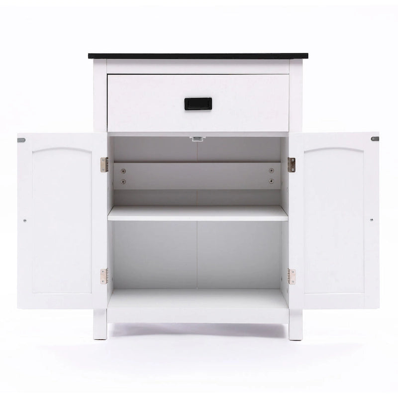 Mobiletto bianco e nero in legno per biancheria da bagno - 31.9 H x 23.6 W x 11.8 D