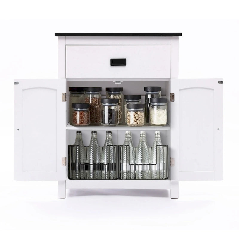 Mobiletto bianco e nero in legno per biancheria da bagno - 31.9 H x 23.6 W x 11.8 D