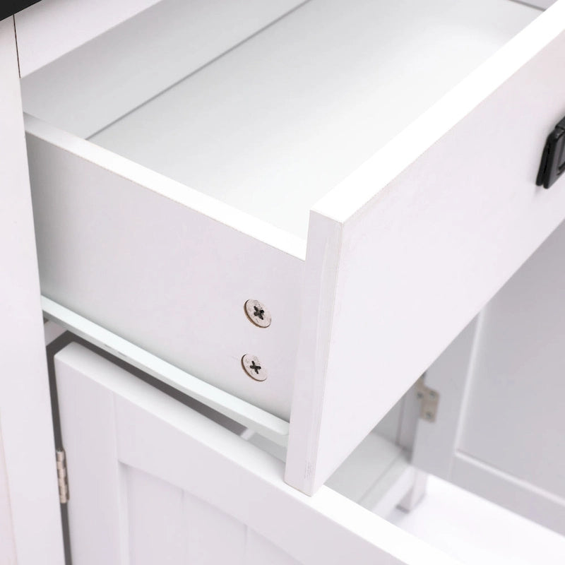 Mobiletto bianco e nero in legno per biancheria da bagno - 31.9 H x 23.6 W x 11.8 D