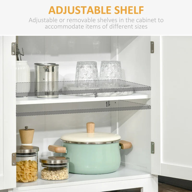63 Buffet with Hutch, Kitchen Pantry, Freestanding Storage Cabinet
