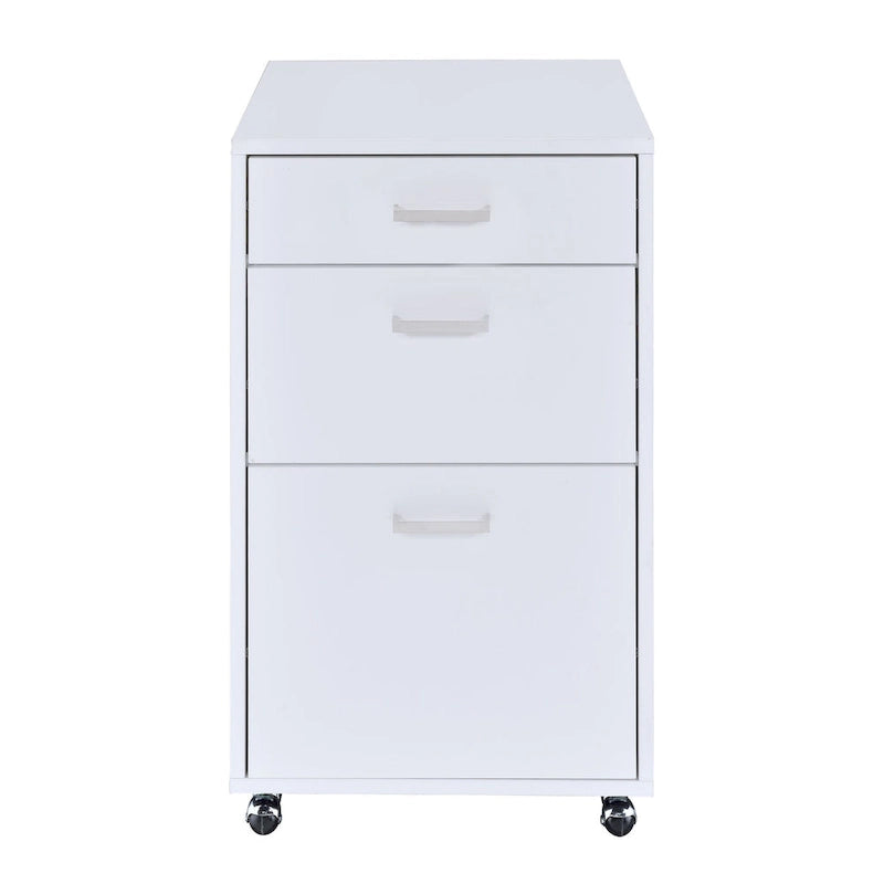 White High Gloss File Cabinet with 3 Drawers