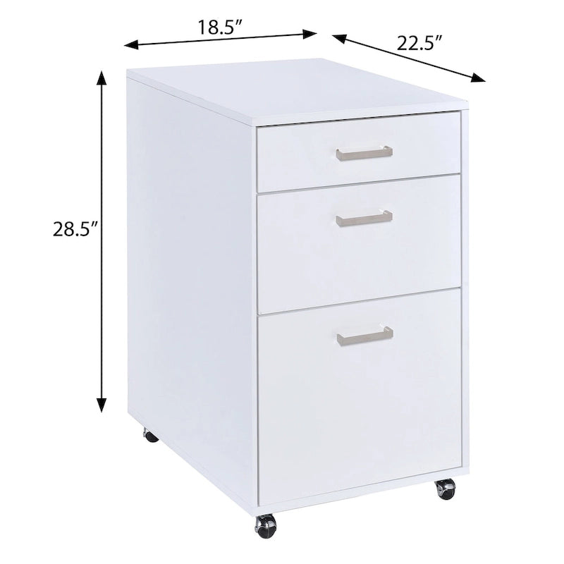 White High Gloss File Cabinet with 3 Drawers