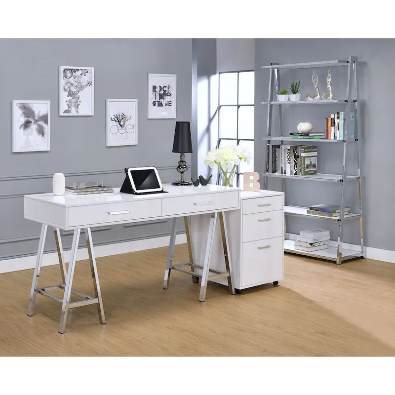 White High Gloss File Cabinet with 3 Drawers