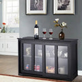 Credenza nera con ante scorrevoli in vetro, per sala da pranzo e buffet - 24.6 H x 41.9 W x 13 D