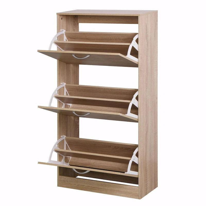 Scarpiera a 3 cassetti con ripiano portascarpe in legno a 3 livelli