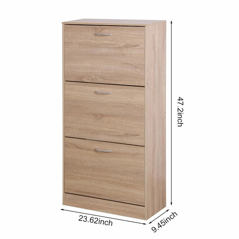 Scarpiera a 3 cassetti con ripiano portascarpe in legno a 3 livelli