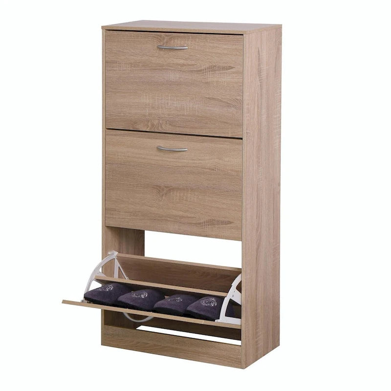 Scarpiera a 3 cassetti con ripiano portascarpe in legno a 3 livelli