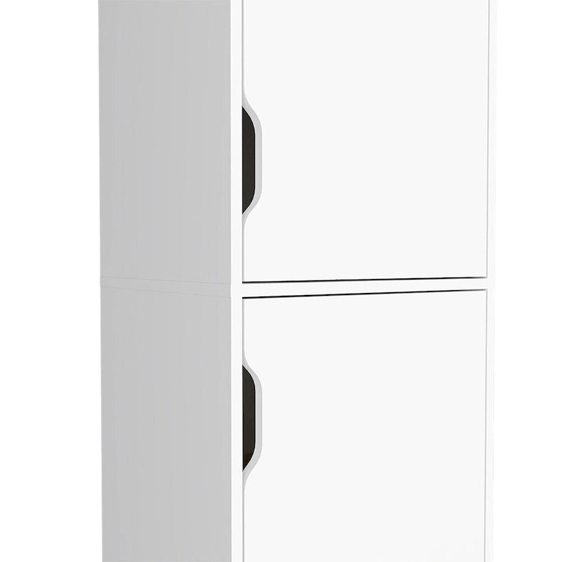 Dispensa da parete singola per cucina, quattro ripiani, due ante, finitura rovere chiaro / bianca
