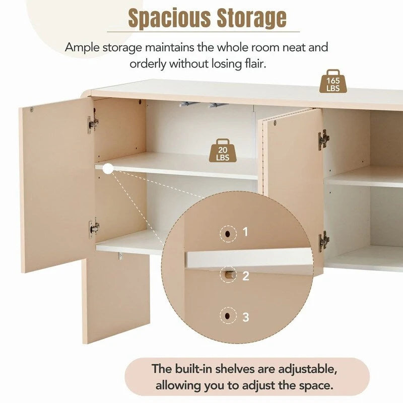 60L Large Storage Space Sideboard with 4 Doors