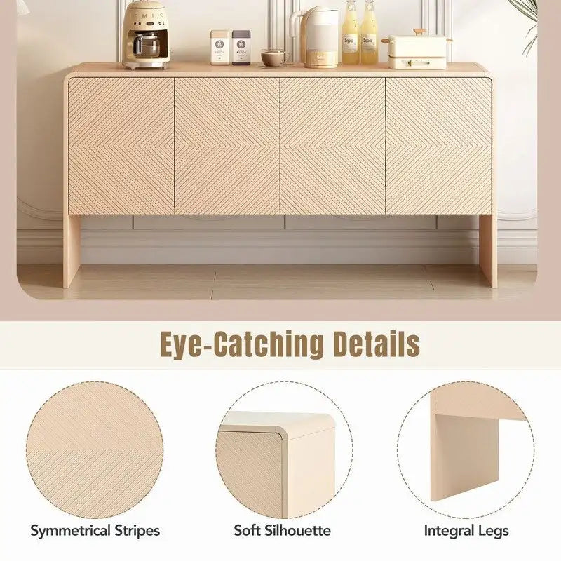 60L Large Storage Space Sideboard with 4 Doors
