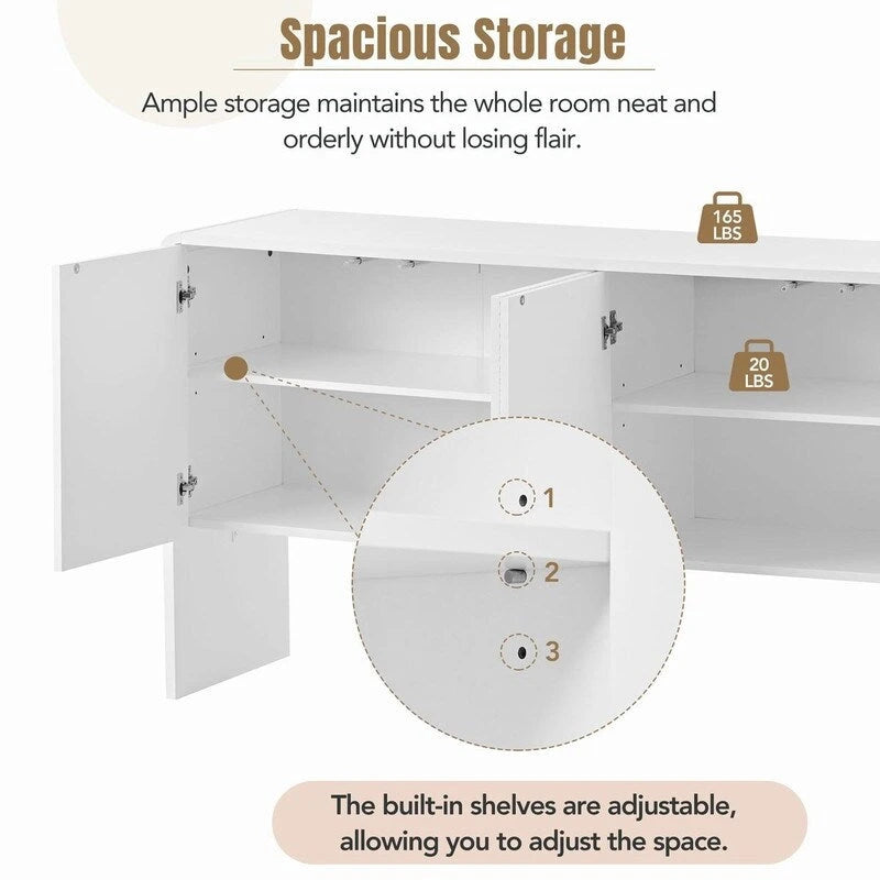 60L Large Storage Space Sideboard with 4 Doors