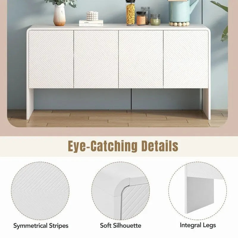 60L Large Storage Space Sideboard with 4 Doors