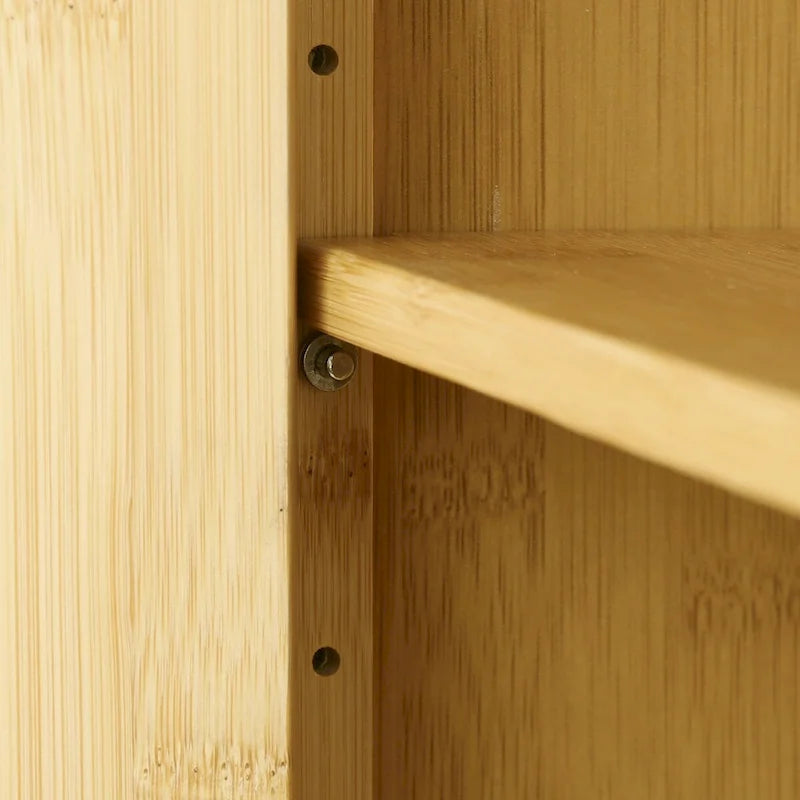 Bamboo Wall Mounted Cabinet Hanging Storage Cabinet with 3 Shelves